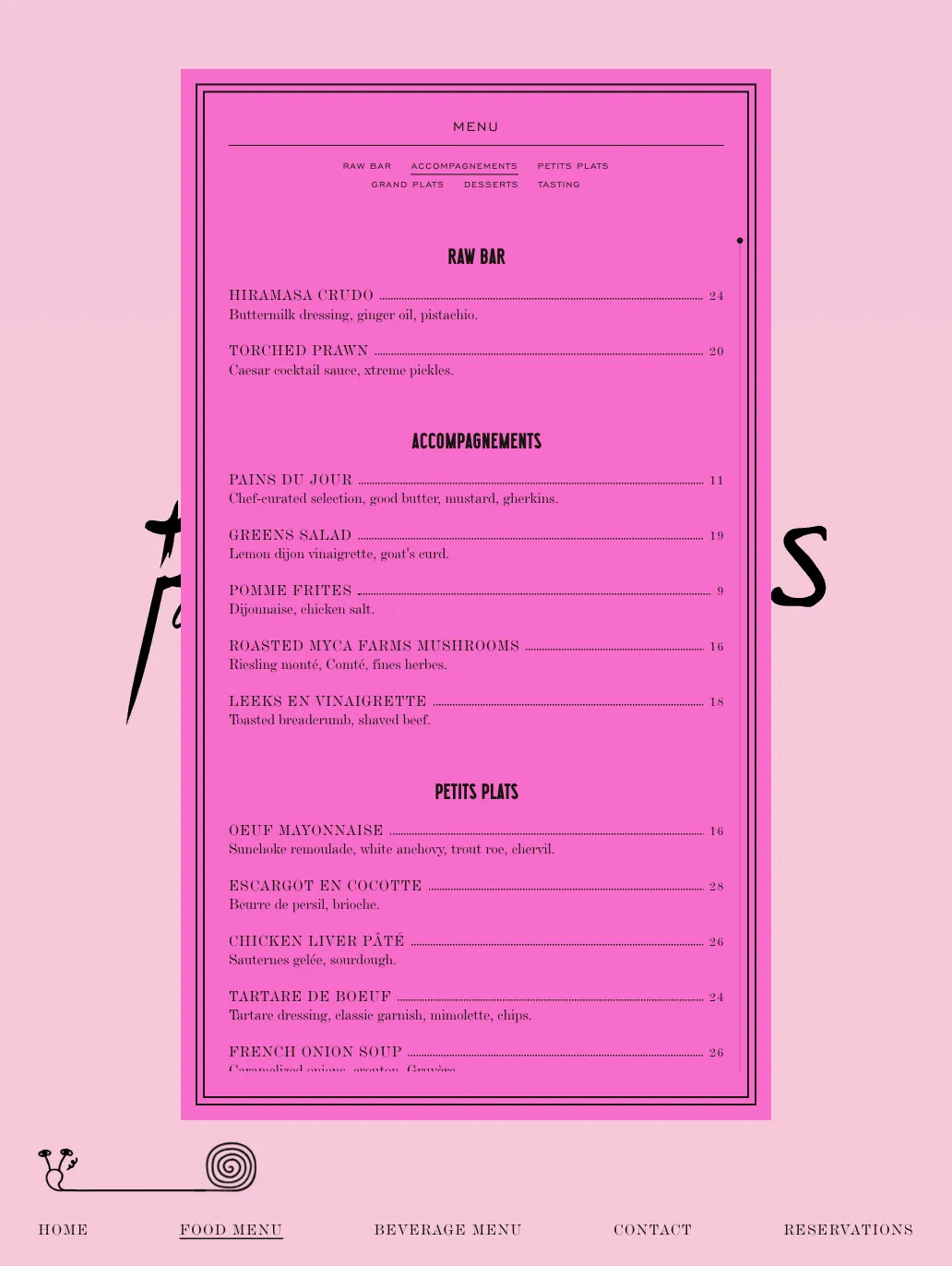 Les Faux Bourgeois's website on tablet