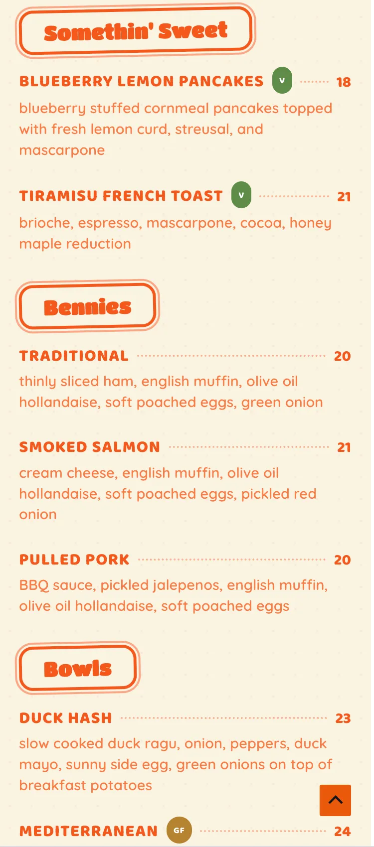 Fable Bar & Grill's website on mobile