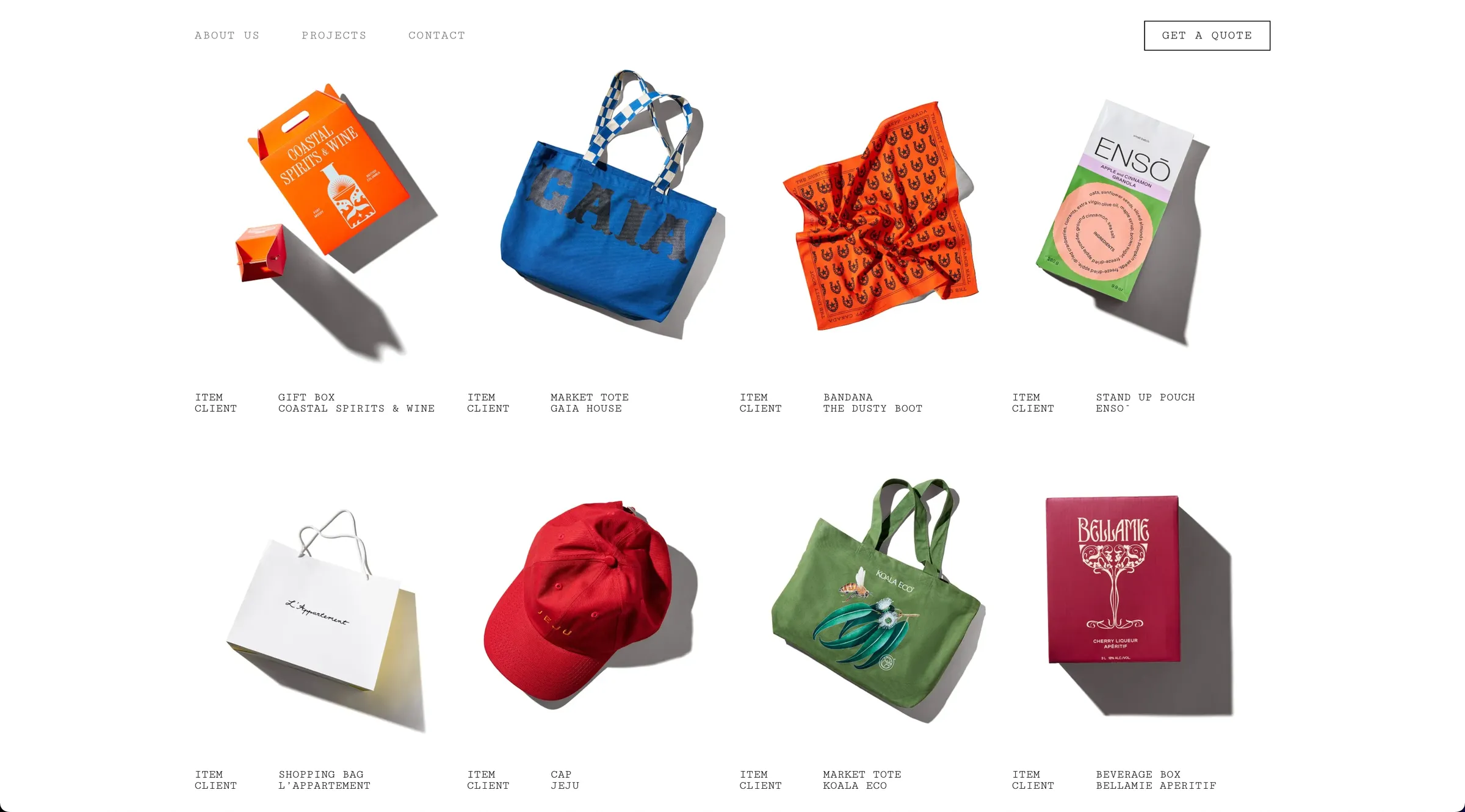 Partner Inc's website projects page