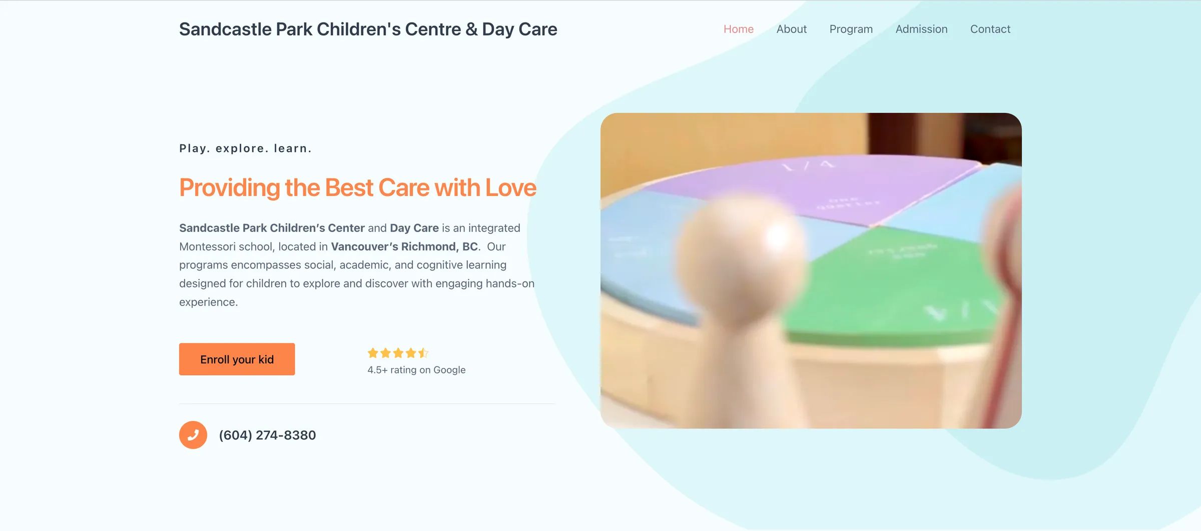 Sandcastle Park Children’s Centre's website home page