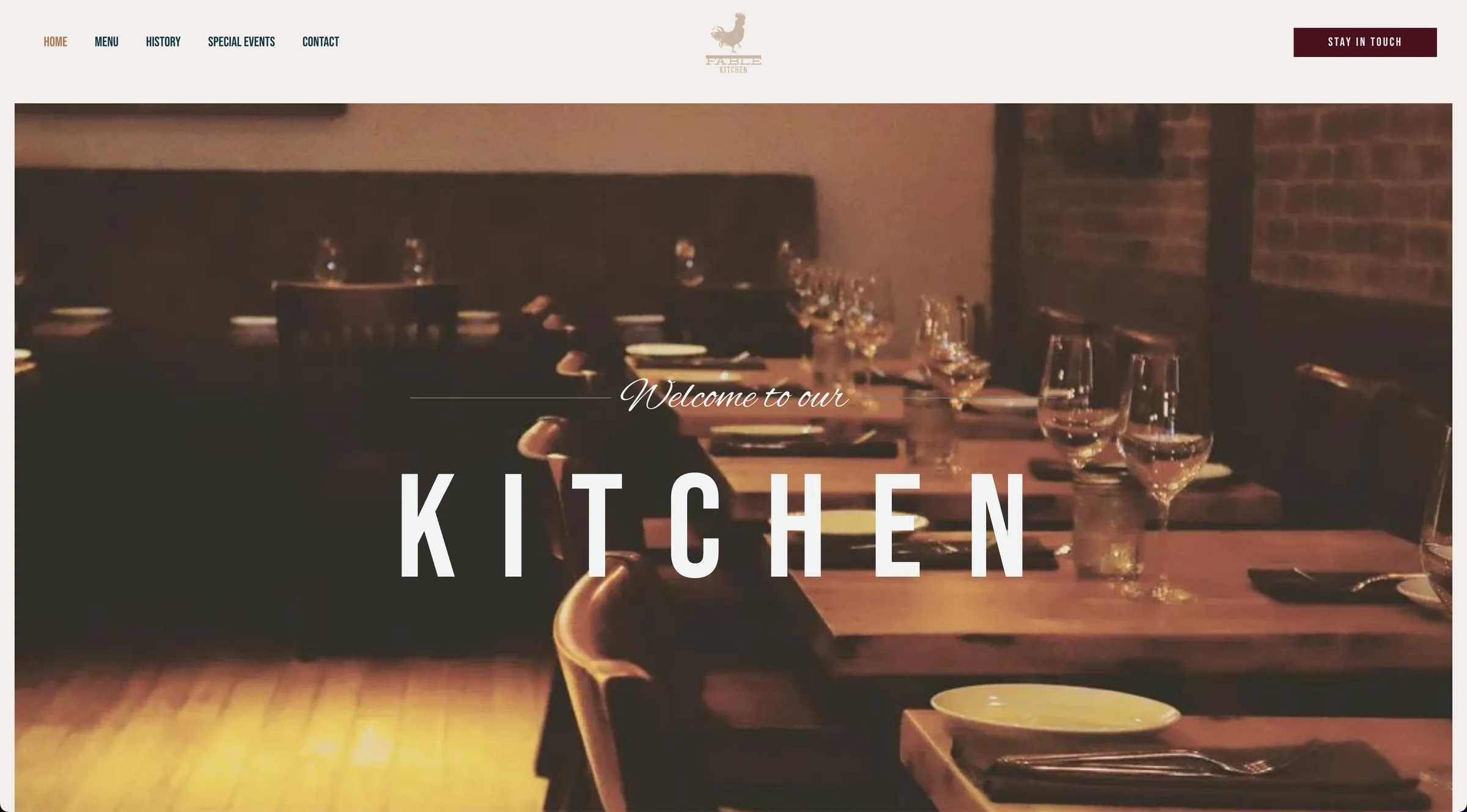 Fable Kitchen's website home page