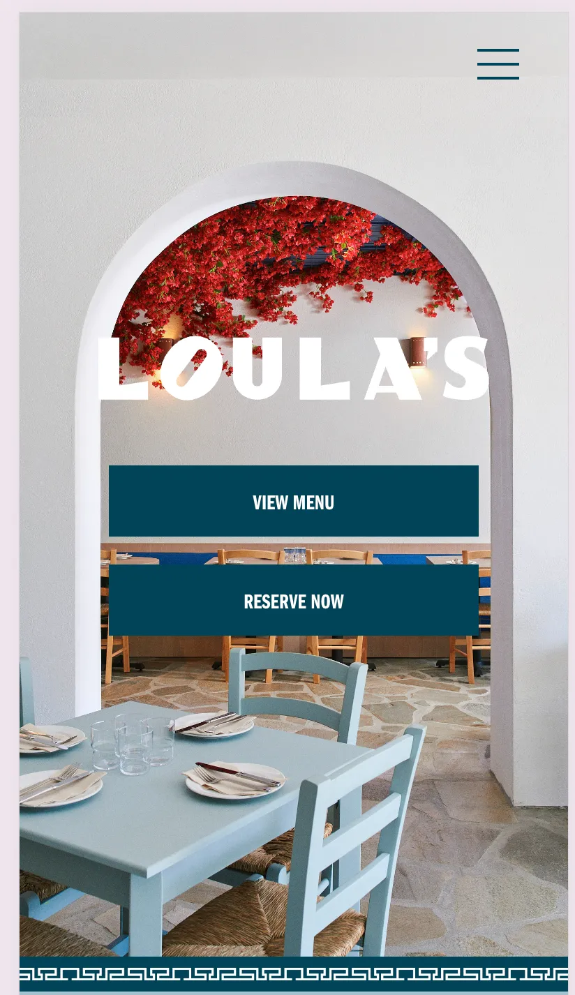 Loula's Taverna & Bar's website on a phone